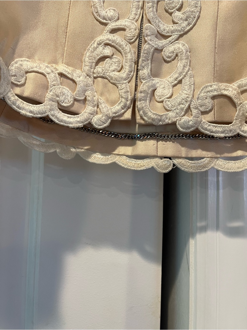 CHANEL Cream Silk Short Sleeve Top with Embroidered Loop Trim - Picture 16 of 16